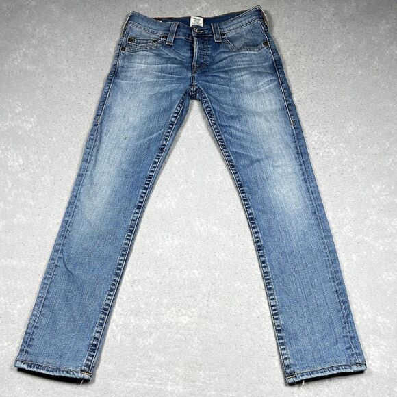 True Religion  VINNY Skinny Jeans Women 28x27 Flap Pockets Low Rise Medium Wash - Picture 2 of 16